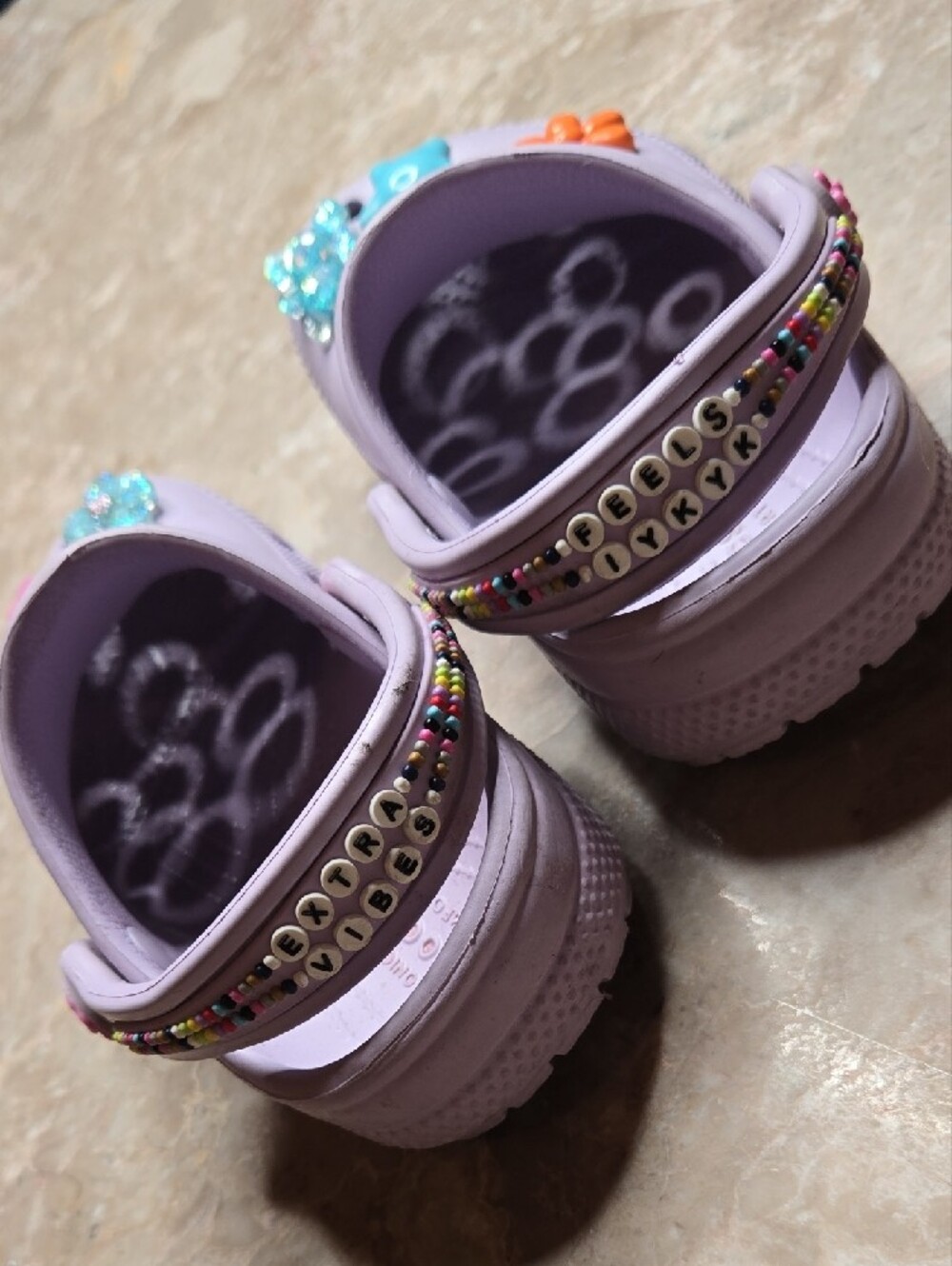 CROCS Kids Lavender Clogs with Colorful Charms - Picture 4 of 7